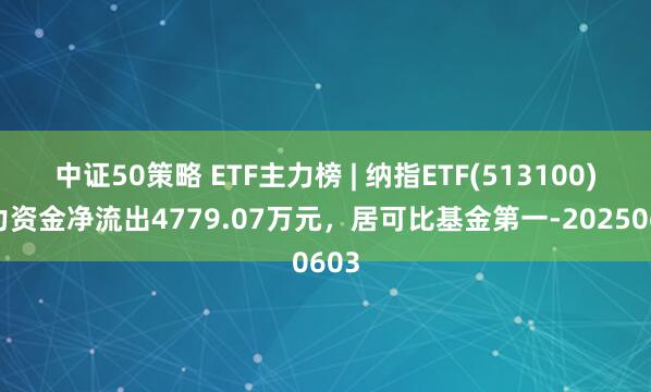 中证50策略 ETF主力榜 | 纳指ETF(513100)主力资金净流出4779.07万元，居可比基金第一-20250603
