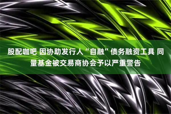 股配咖吧 因协助发行人“自融”债务融资工具 同量基金被交易商协会予以严重警告