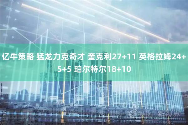 亿牛策略 猛龙力克奇才 奎克利27+11 英格拉姆24+5+5 珀尔特尔18+10